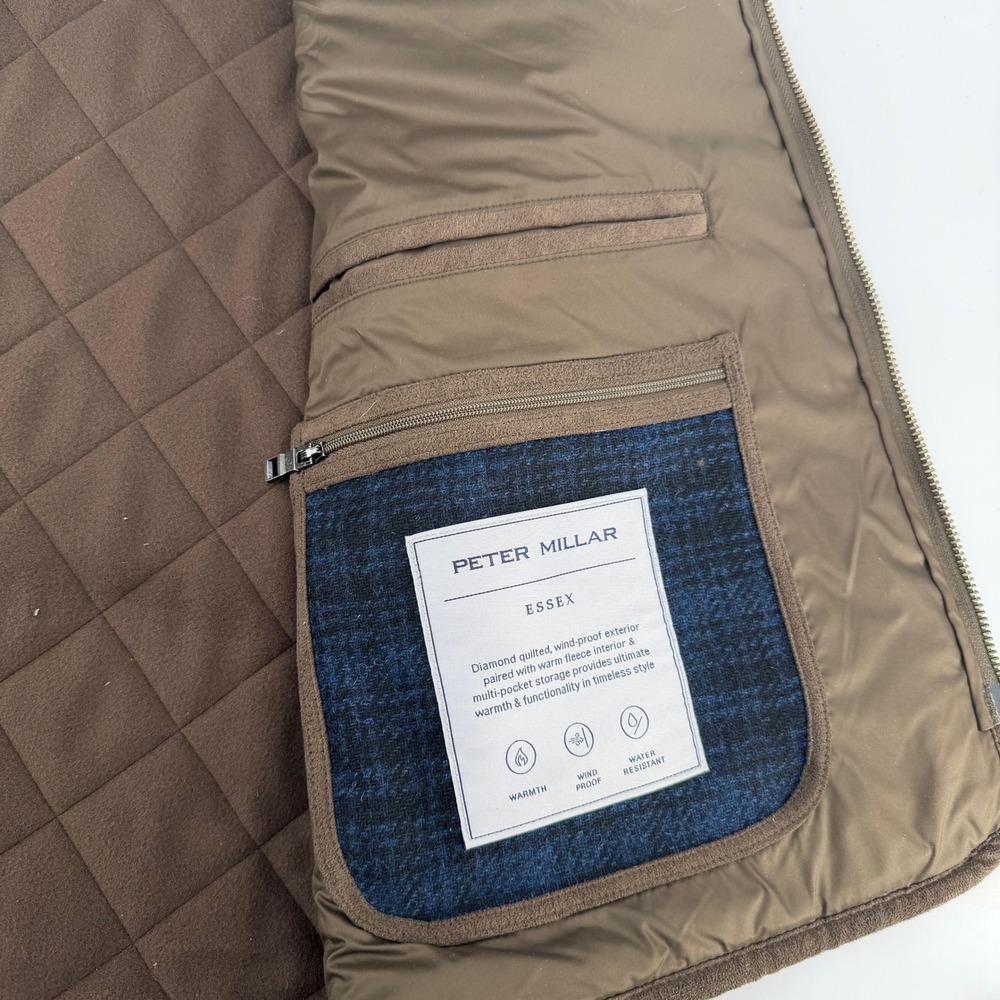 Peter Millar Wool Essex Quilted Vest Mens XL Navy Blue Melange Full Zip Golf - Picture 6 of 15